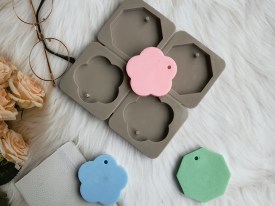 Molde silicona tag aromatico 4 cavidades flores 